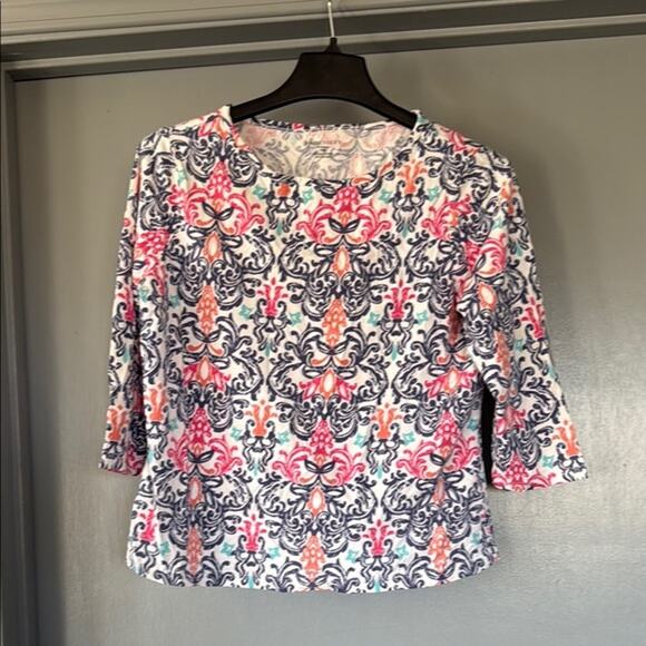 Appleseed's Tops - Appleseeds Petite Women's Pink Purple Pullover Top Scoop Neck 3/4 Sleeves sz PM